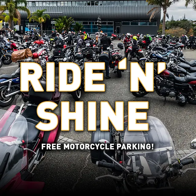 NZ Motorcycle Show Feature, Ride 'n' Shine, Ride & Shine, Free Motorcycle Parking